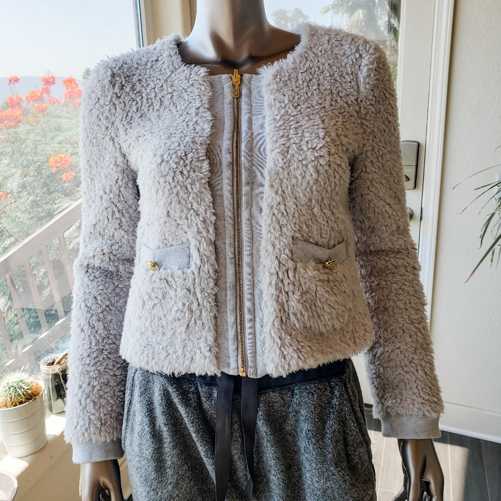 Emily in Paris Inspo: Juicy Couture Cotton Blend Fuzzy Jacket - Picture 1 of 11